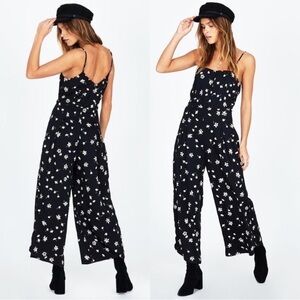 AMUSE SOCIETY Runaround Black Floral One-Piece Jumpsuit Small
